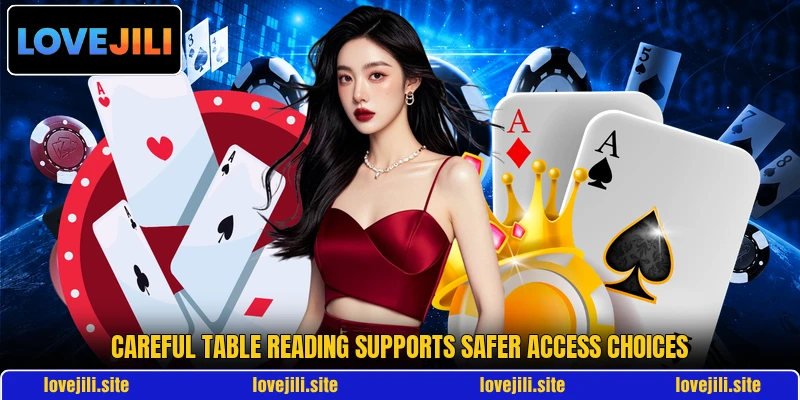Careful table reading supports safer access choices