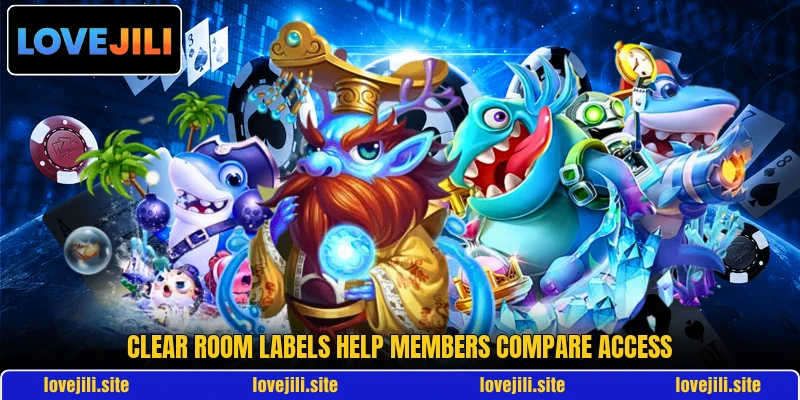 Clear room labels help members compare access