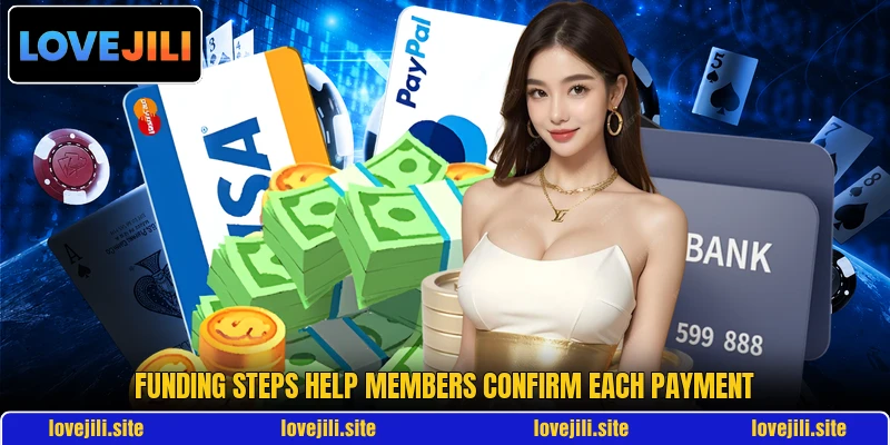 Funding steps help members confirm each payment
