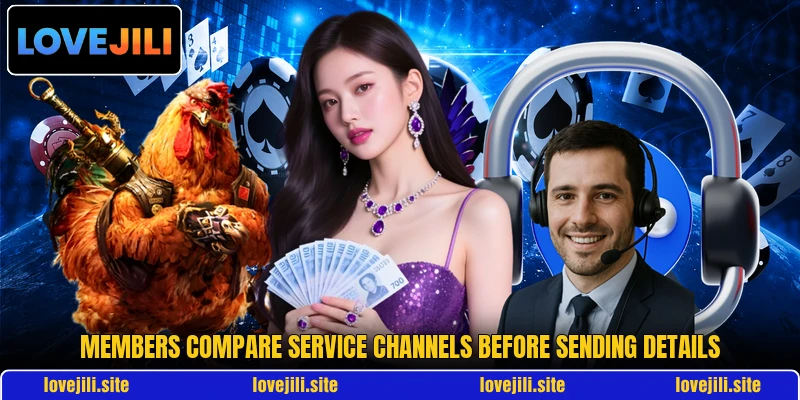Members compare service channels before sending details