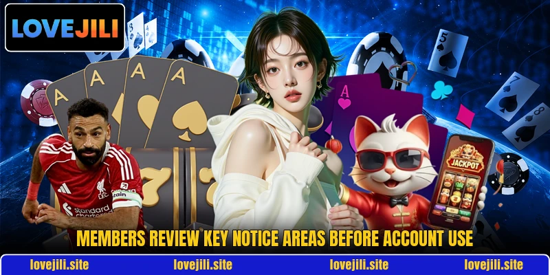 Members review key notice areas before account use
