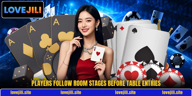 Players follow room stages before table entries