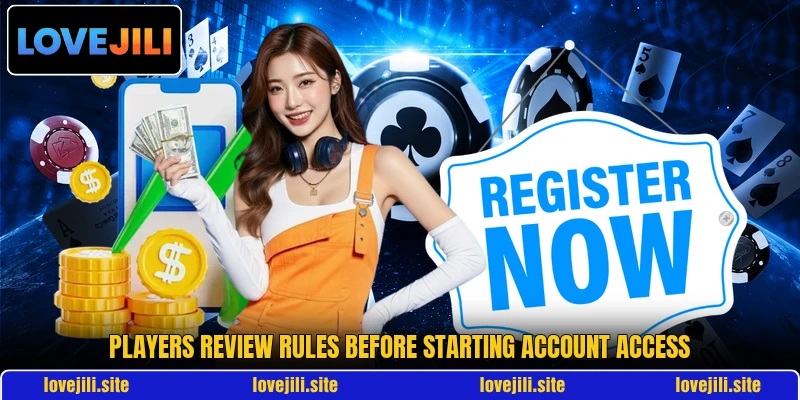 Players review rules before starting account access